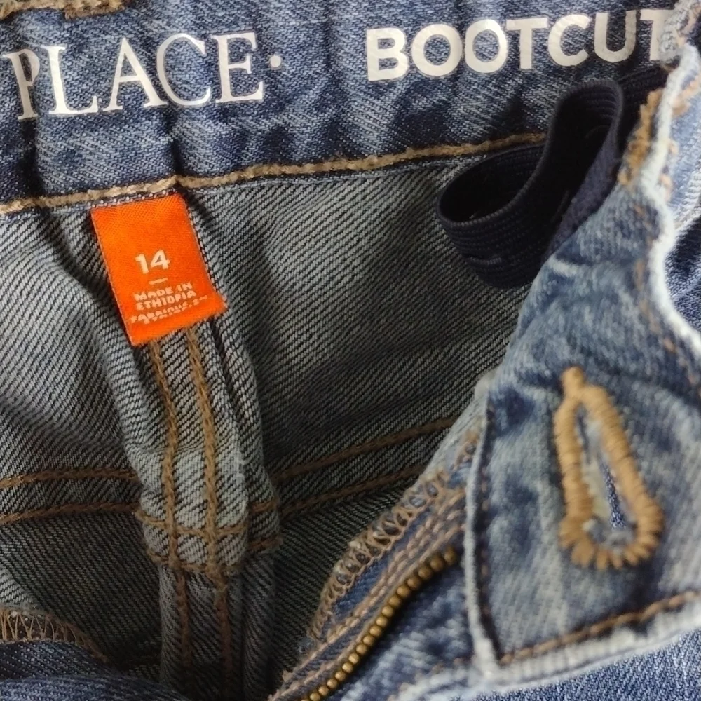 Children's Place Dark Medium Wash Five Pocket Mid Rise Boot Cut Denim Jean